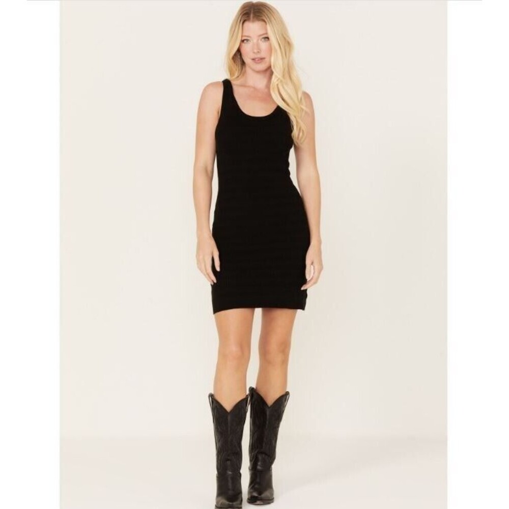 Spell Sunray Mini Dress S Black Knit Sleeveless Organic Cotton Viscose